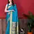 Sky blue zari weaving paithani silk blend festival saree with blouse