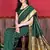 Green zari weaving paithani silk blend festival saree with blouse