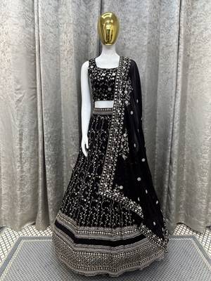  Amazing Black Sequins Embroidery Work Lehenga Choli With Dupatta  6