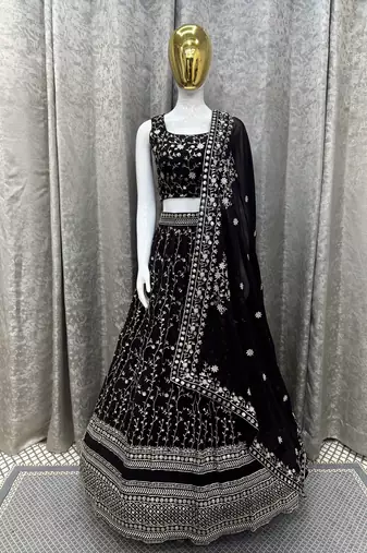  Amazing Black Sequins Embroidery Work Lehenga Choli With Dupatta 