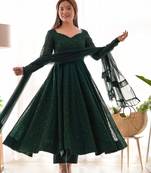 Green Georgette Anarkali Suit Set