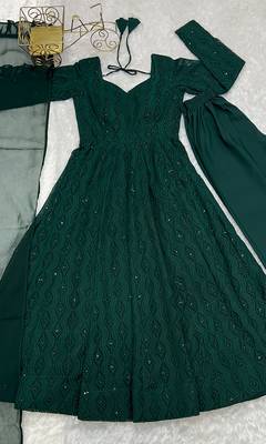 Green Georgette Anarkali Suit Set 5