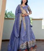 Beautiful Lavender Silk Sequins Embroidered Lehenga Choli With Dupatta
