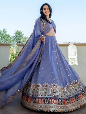 lavender silk sequins embroidered lehenga set choli with dupatta with dupatta 2