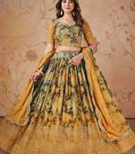 Incredible Yellow Georgette Digital Printed Party Wear Lehenga Choli
