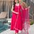 Pink silk Chanderi Fabric Fully Flair Anarkali Kurti With Pant Dupatta Set