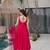 Pink silk Chanderi Fabric Fully Flair Anarkali Kurti With Pant Dupatta Set