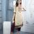 Beige embroidered silk straight cut kurta