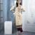 Beige embroidered silk straight cut kurta