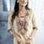 Beige embroidered silk straight cut kurta