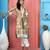 Antique-gold embroidered silk straight cut kurta