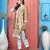 Antique-gold embroidered silk straight cut kurta