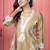 Antique-gold embroidered silk straight cut kurta