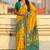 Yellow soft silk blend zari woven patola saree with contrast weaves