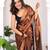 Brown handloom raga tissue dual tone saree with pom pom and blouse