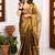 Gold handloom raga tissue dual tone saree with pom pom and blouse
