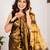 Gold handloom raga tissue dual tone saree with pom pom and blouse
