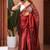 Maroon handloom raga tissue dual tone saree with pom pom and blouse