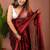 Maroon handloom raga tissue dual tone saree with pom pom and blouse