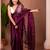Wine handloom raga tissue dual tone saree with pom pom and blouse
