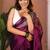 Wine handloom raga tissue dual tone saree with pom pom and blouse
