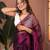 Wine handloom raga tissue dual tone saree with pom pom and blouse