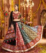 Black Viscose Rayon Lehenga Choli with Thread Embroidery & Mirror Work     Navratri Special
