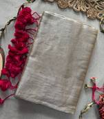 Chiku handloom raga tissue dual tone saree with pom pom and blouse