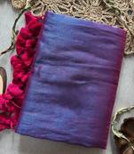 Lavender handloom raga tissue dual tone saree with pom pom and blouse