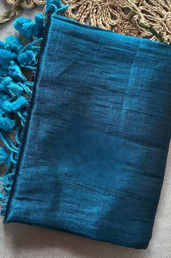 Rama handloom raga tissue dual tone saree with pom pom and blouse