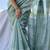 Blue chanderi silk with gold border patti digital printed saree with blouse