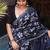 Blue chanderi silk with gold border patti digital printed saree