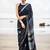 Black linen zari with digital saree with blouse.