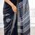Black linen zari with digital saree with blouse.