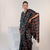 Blue chanderi silk gold border digital printed saree with blouse
