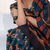 Blue chanderi silk gold border digital printed saree with blouse