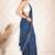 Blue linen zari printed saree with blouse.