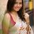 Pink linen zari floral printed saree with blouse.