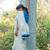 White chanderi silk gold border patti digital printed saree