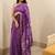 Purple chanderi silk gold border patti digital printed saree
