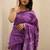 Purple chanderi silk gold border patti digital printed saree