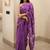 Purple chanderi silk gold border patti digital printed saree