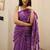 Purple chanderi silk gold border patti digital printed saree