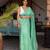 Green chanderi silk gold border patti digital printed saree with blouse