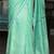 Green chanderi silk gold border patti digital printed saree with blouse