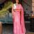 Pink chanderi silk gold border patti digital printed saree with blouse