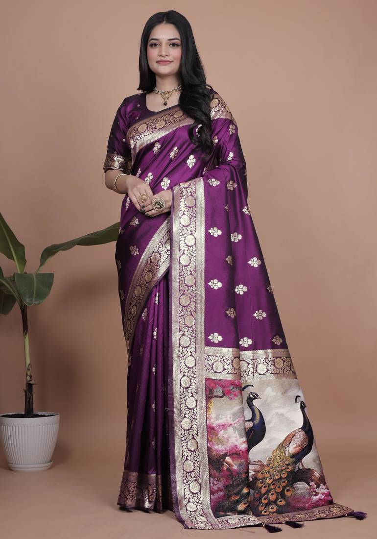 Elegant Jacquard Woven Silk Saree