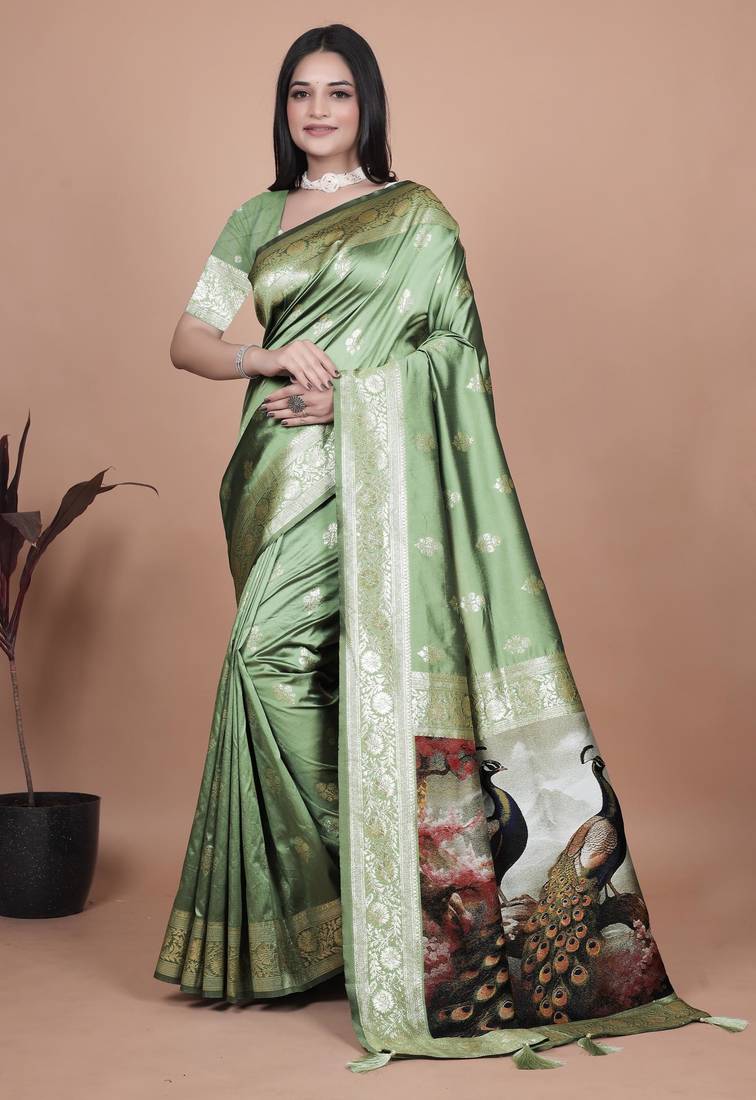 Elegant Jacquard Woven Silk Saree