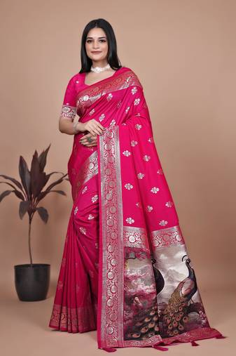 Elegant Jacquard Woven Silk Saree