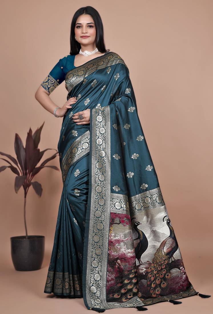 Elegant Jacquard Woven Silk Saree